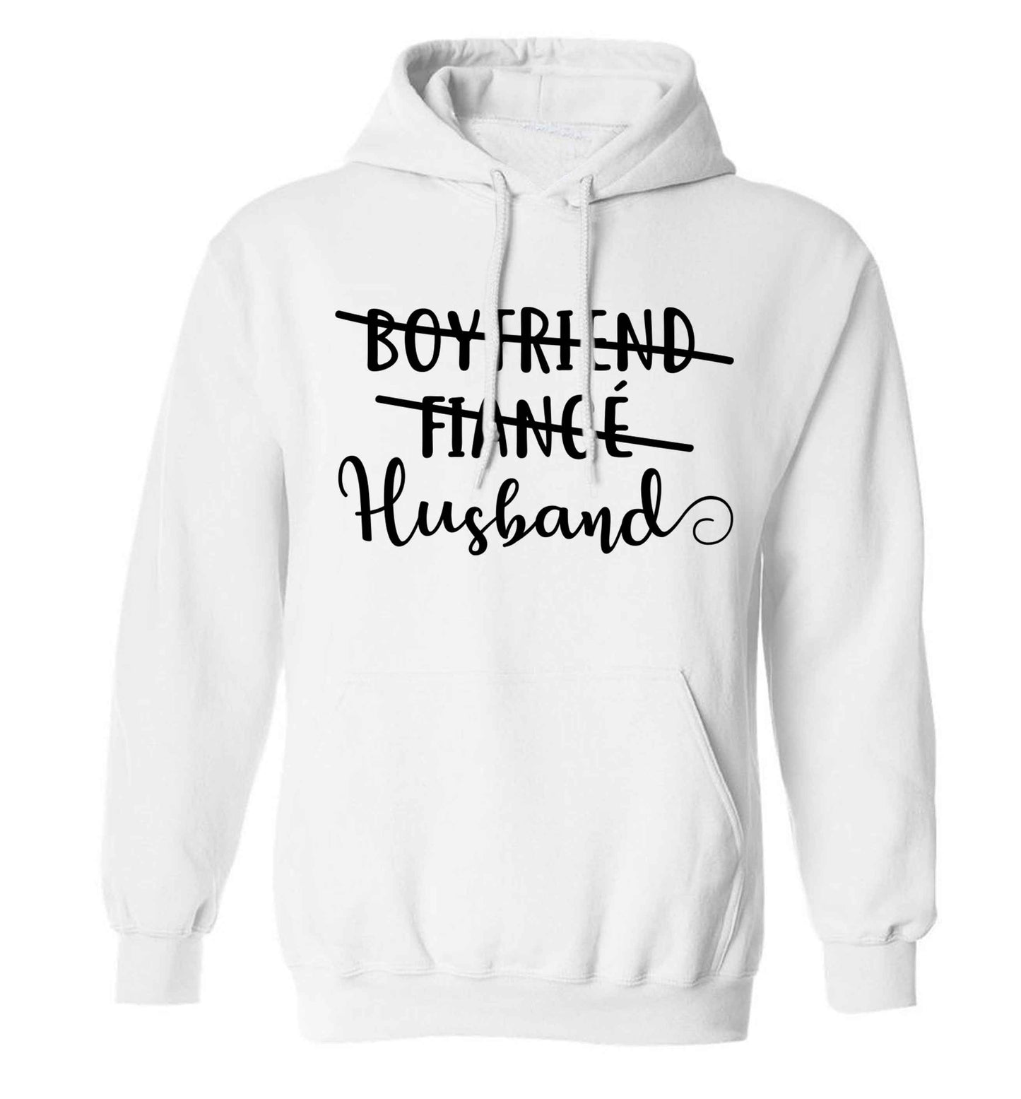 Boyfriend, fiance, husband adults unisex white hoodie 2XL