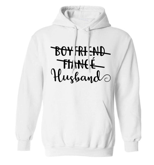 Boyfriend, fiance, husband adults unisex white hoodie 2XL
