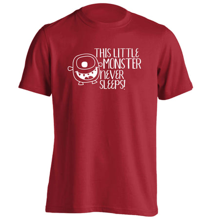 This little monster never sleeps adults unisex red Tshirt 2XL