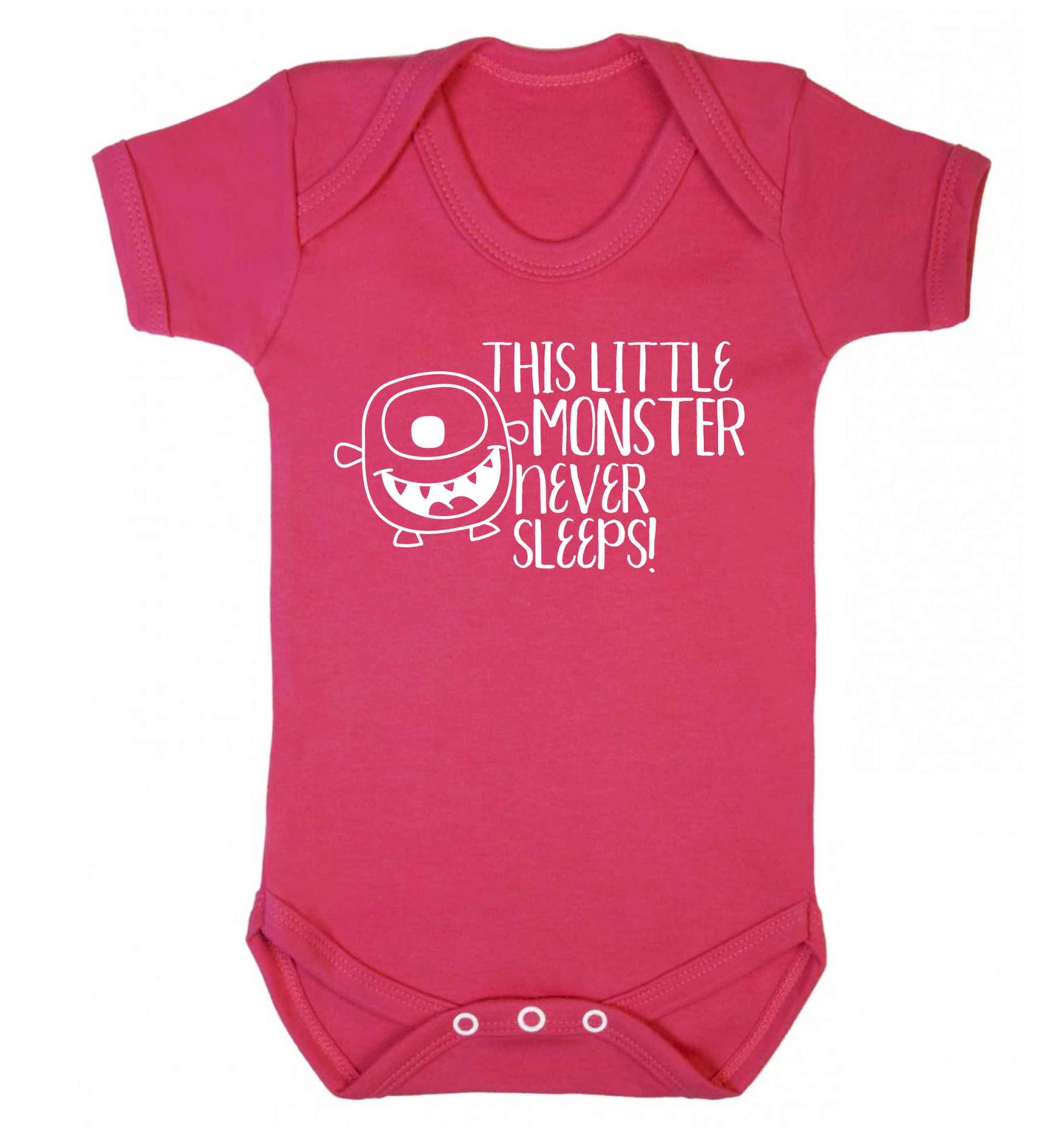 This little monster never sleeps Baby Vest dark pink 18-24 months