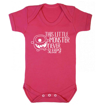 This little monster never sleeps Baby Vest dark pink 18-24 months