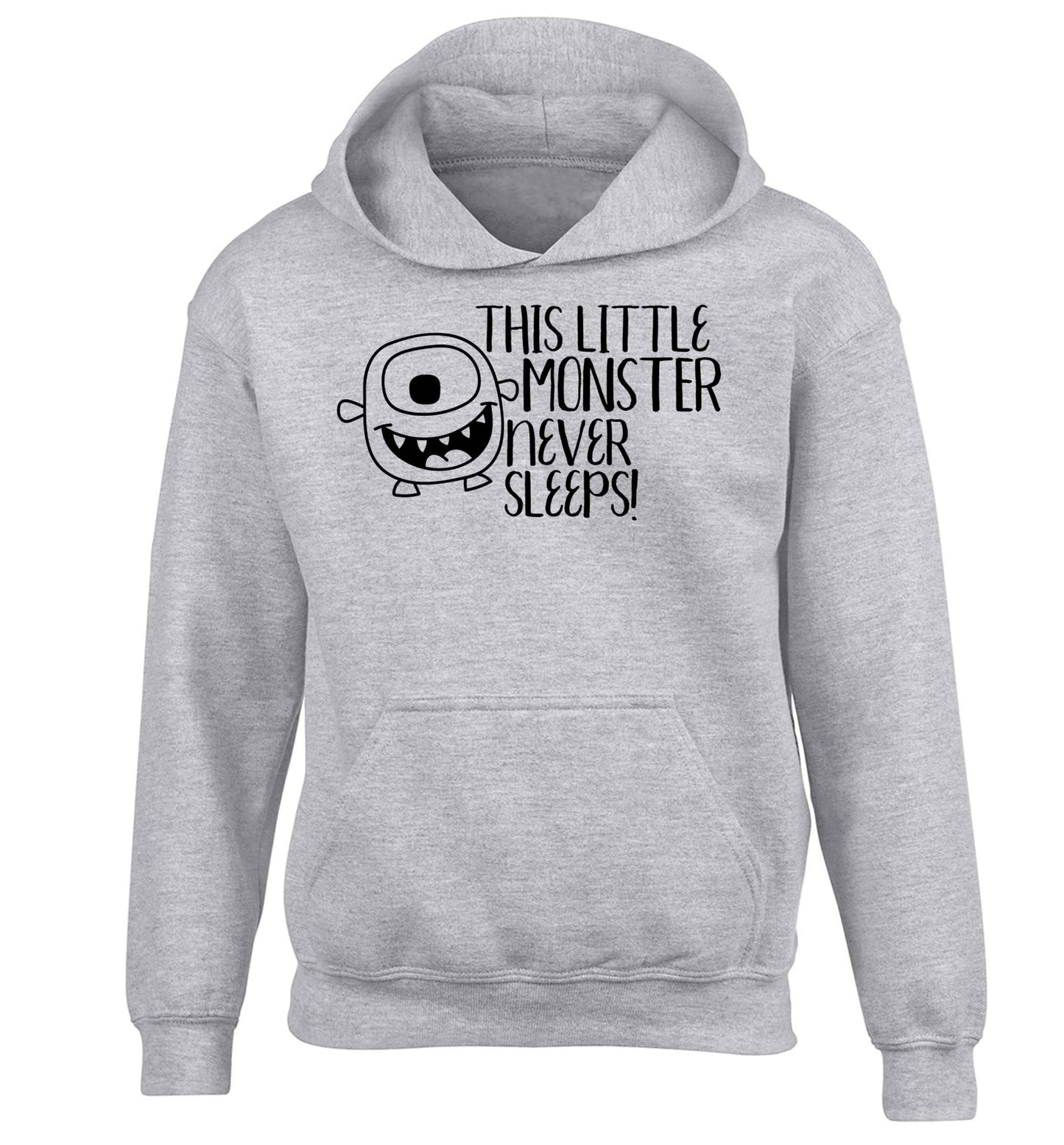 This little monster never sleeps children's grey hoodie 12-13 Years