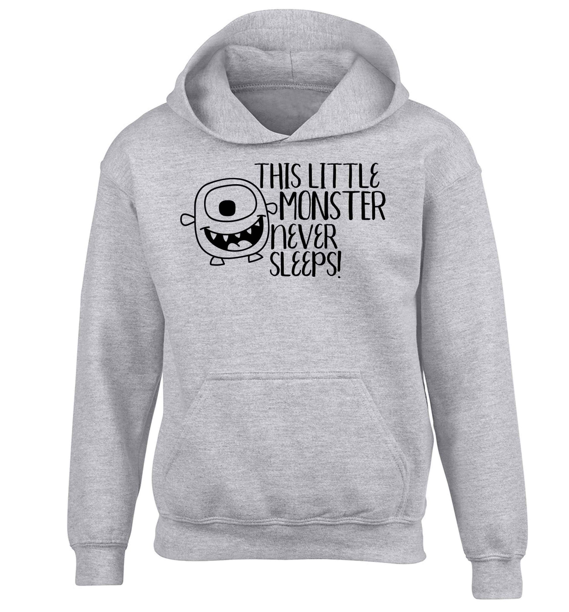 This little monster never sleeps children's grey hoodie 12-13 Years