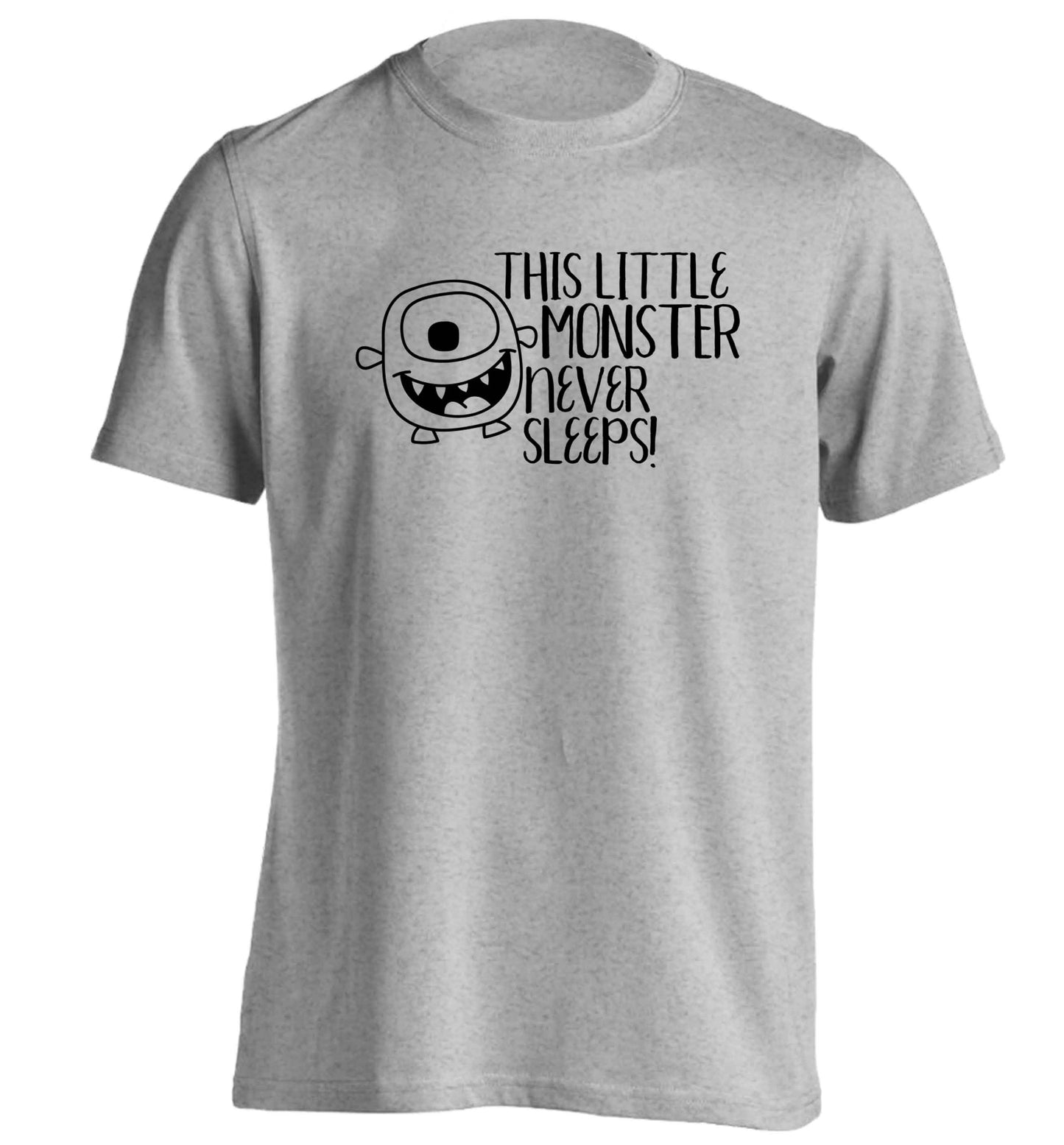 This little monster never sleeps adults unisex grey Tshirt 2XL