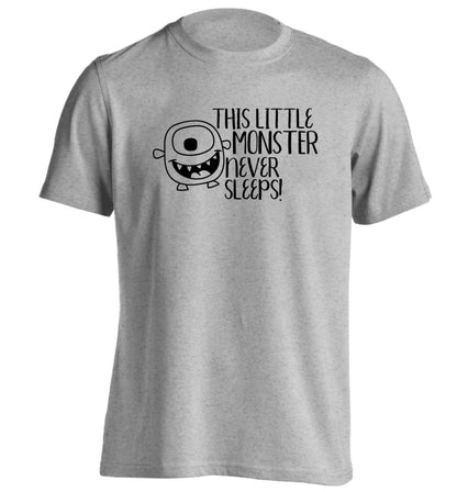 This little monster never sleeps adults unisex grey Tshirt 2XL