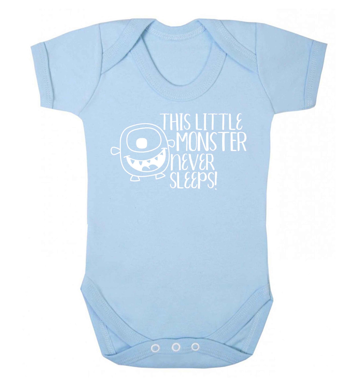 This little monster never sleeps Baby Vest pale blue 18-24 months