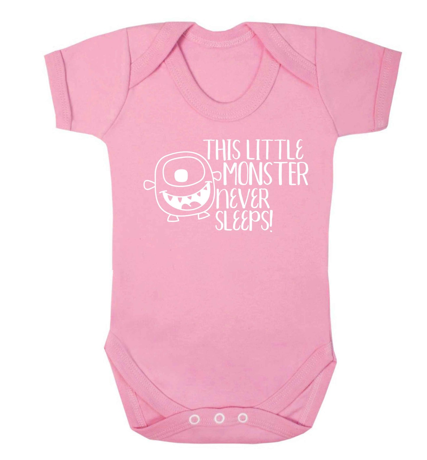 This little monster never sleeps Baby Vest pale pink 18-24 months