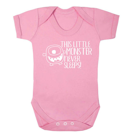 This little monster never sleeps Baby Vest pale pink 18-24 months