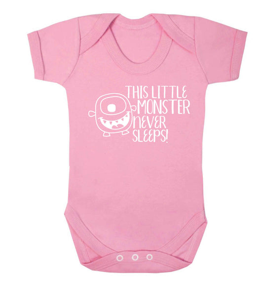 This little monster never sleeps Baby Vest pale pink 18-24 months