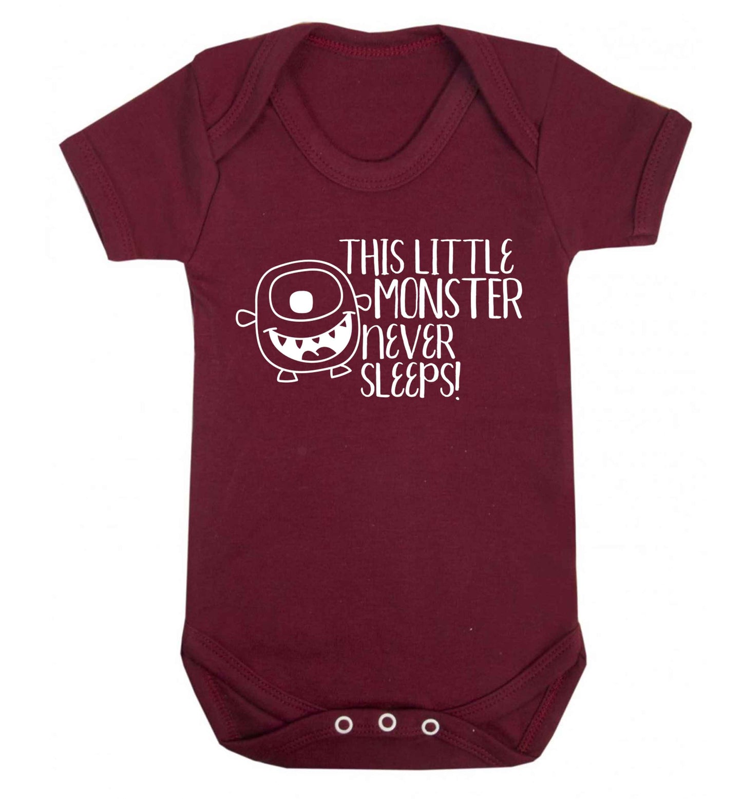 This little monster never sleeps Baby Vest maroon 18-24 months