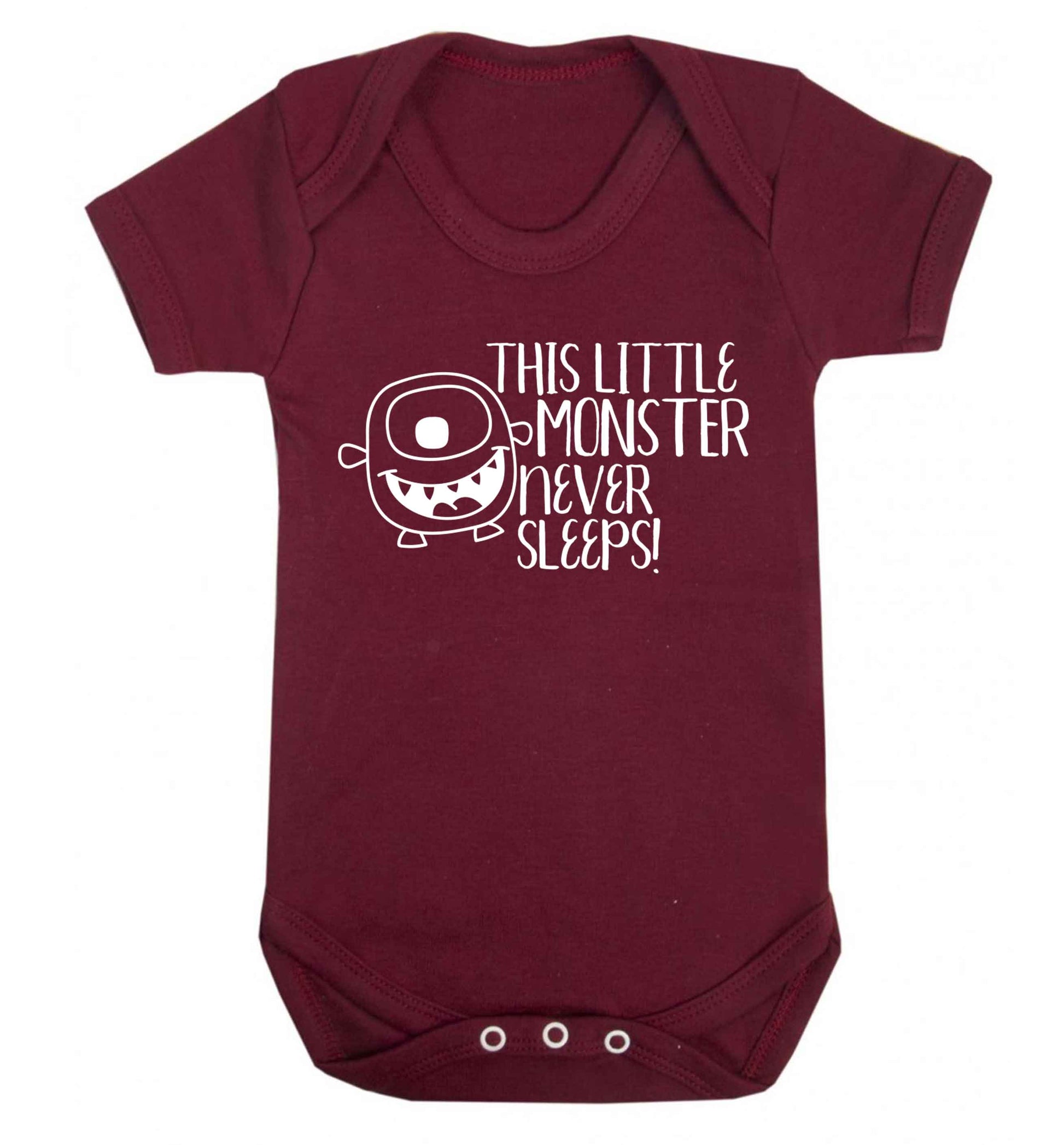 This little monster never sleeps Baby Vest maroon 18-24 months
