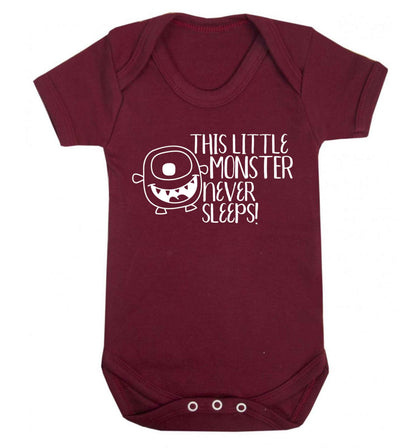 This little monster never sleeps Baby Vest maroon 18-24 months