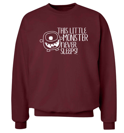 This little monster never sleeps Adult's unisex maroon Sweater 2XL