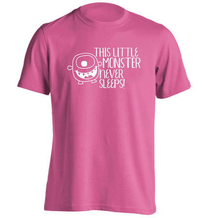 This little monster never sleeps adults unisex pink Tshirt 2XL