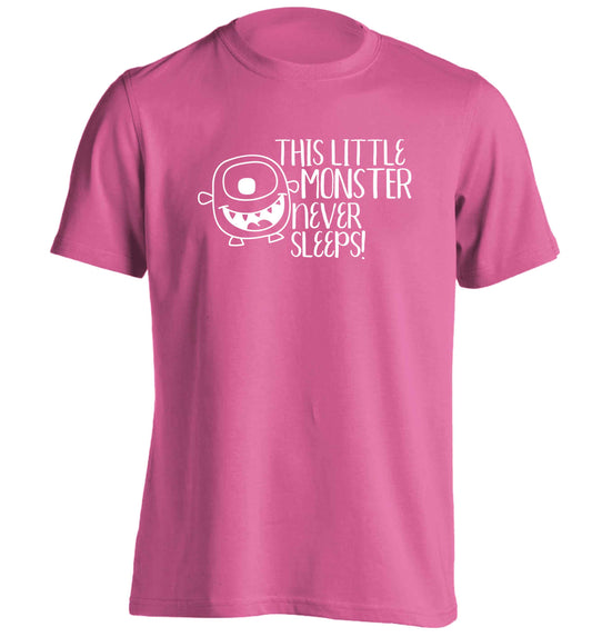 This little monster never sleeps adults unisex pink Tshirt 2XL