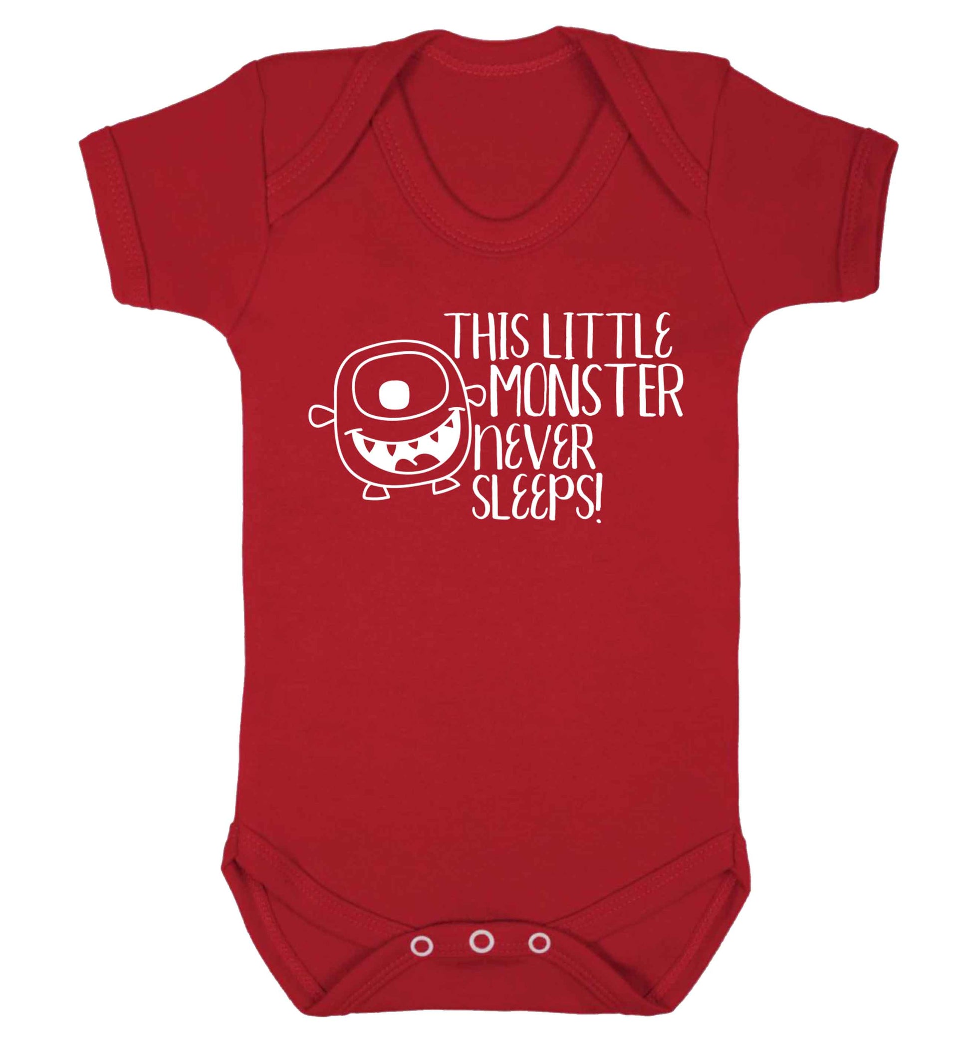This little monster never sleeps Baby Vest red 18-24 months