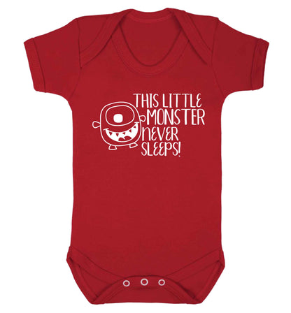 This little monster never sleeps Baby Vest red 18-24 months
