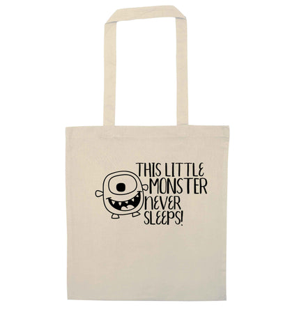 This little monster never sleeps natural tote bag