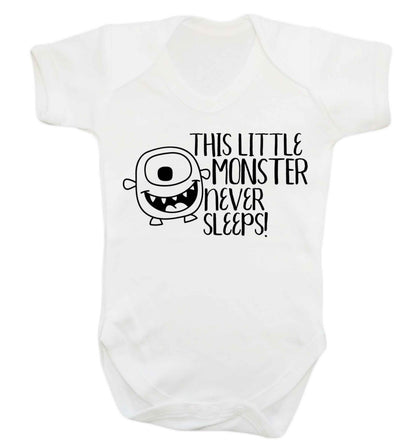 This little monster never sleeps Baby Vest white 18-24 months