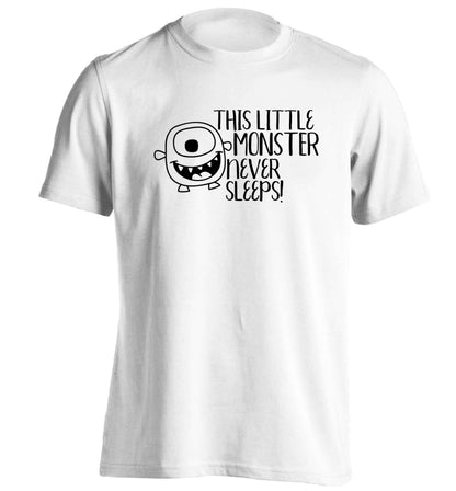 This little monster never sleeps adults unisex white Tshirt 2XL