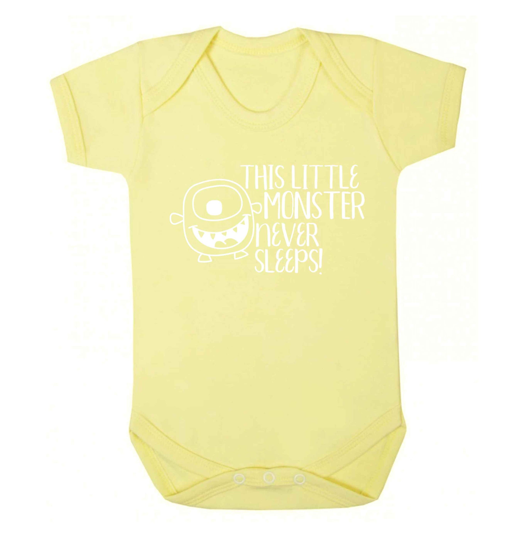 This little monster never sleeps Baby Vest pale yellow 18-24 months