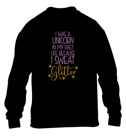 I was a unicorn in my past life because I sweat glitter children's black sweater 12-13 Years