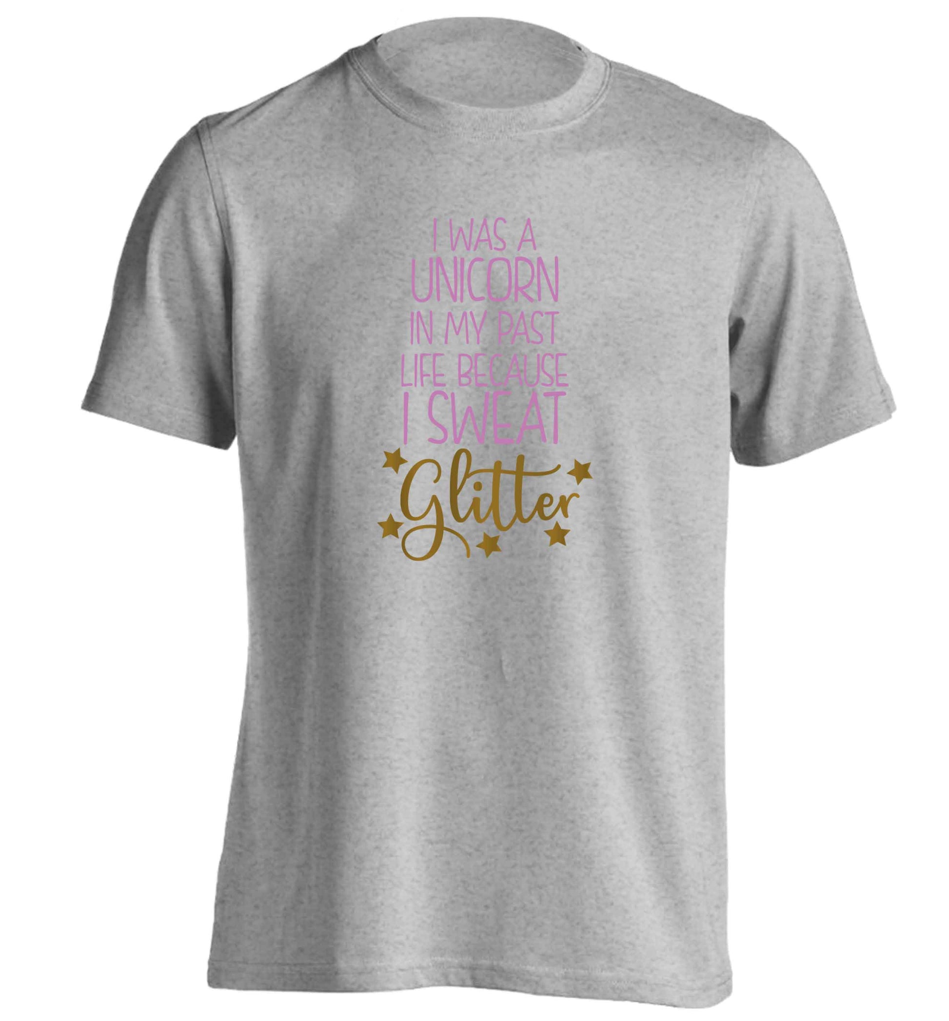 I was a unicorn in my past life because I sweat glitter adults unisex grey Tshirt 2XL