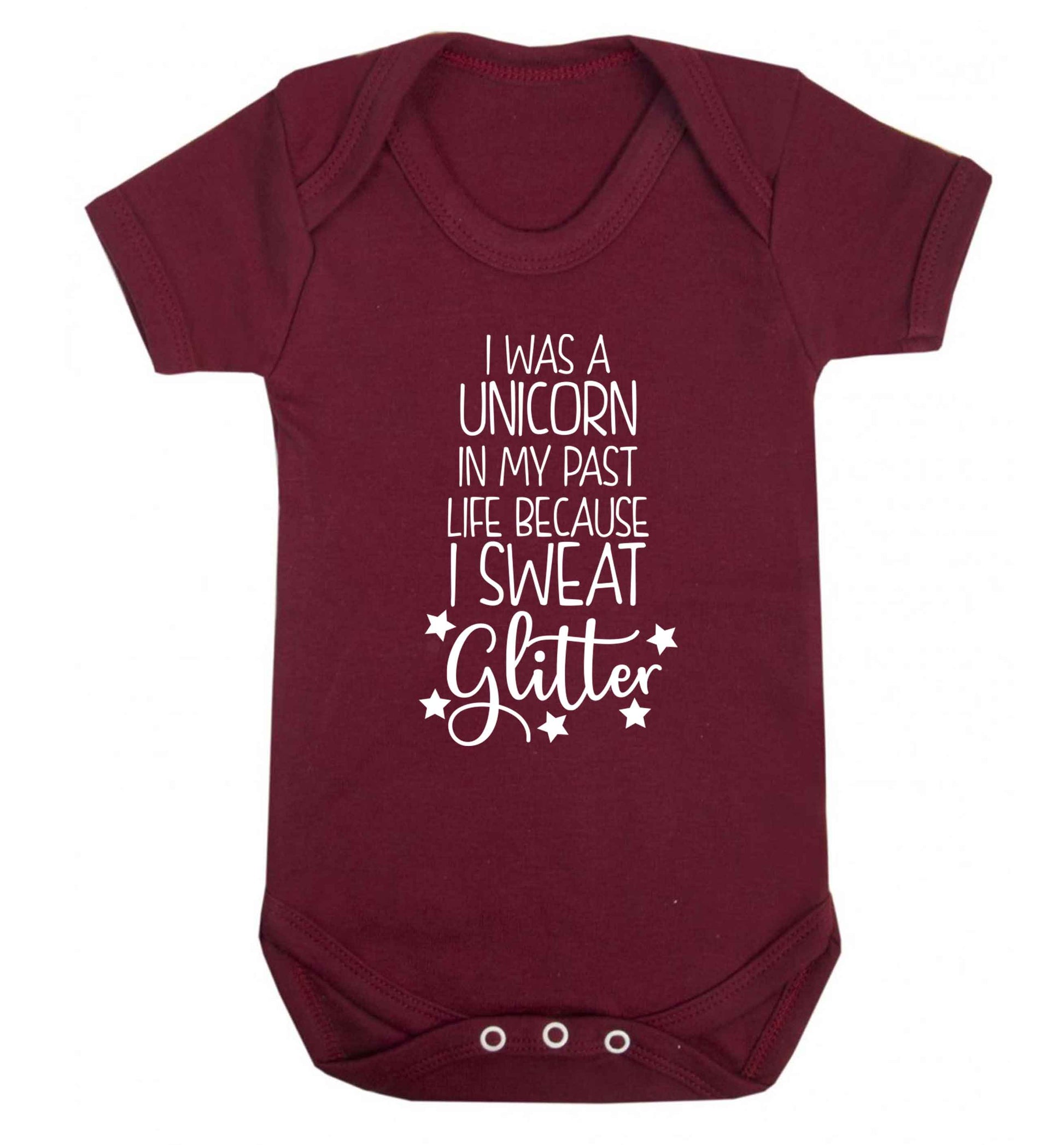 I was a unicorn in my past life because I sweat glitter Baby Vest maroon 18-24 months