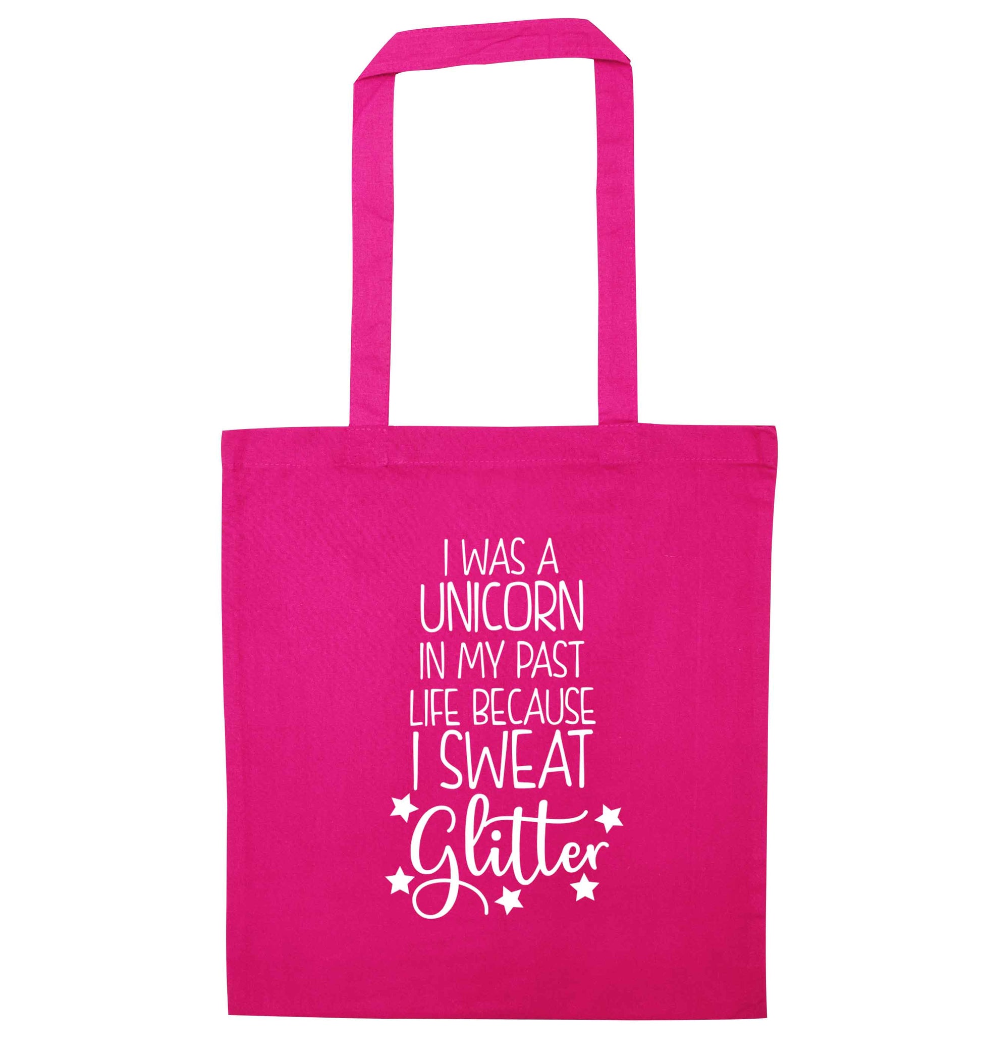 I was a unicorn in my past life because I sweat glitter pink tote bag