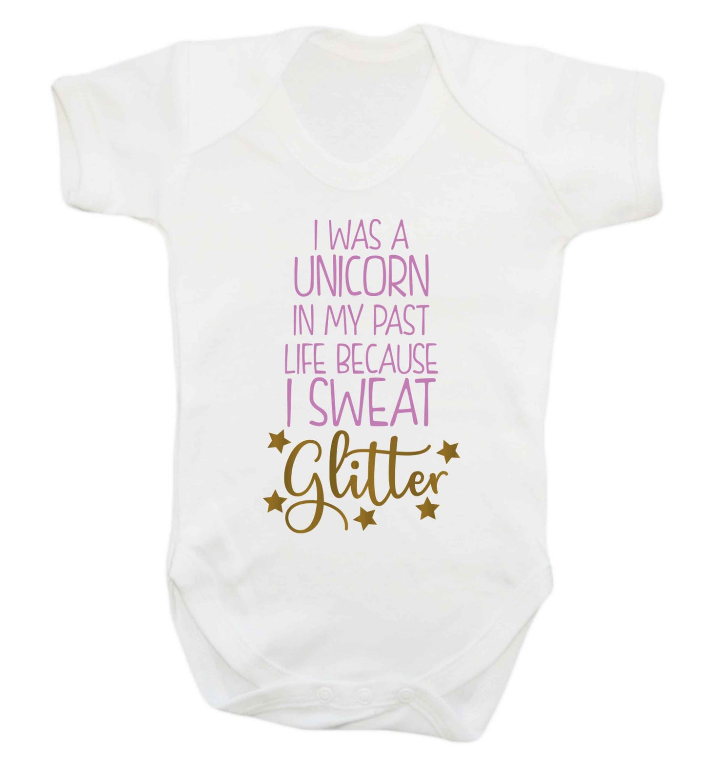 I was a unicorn in my past life because I sweat glitter Baby Vest white 18-24 months