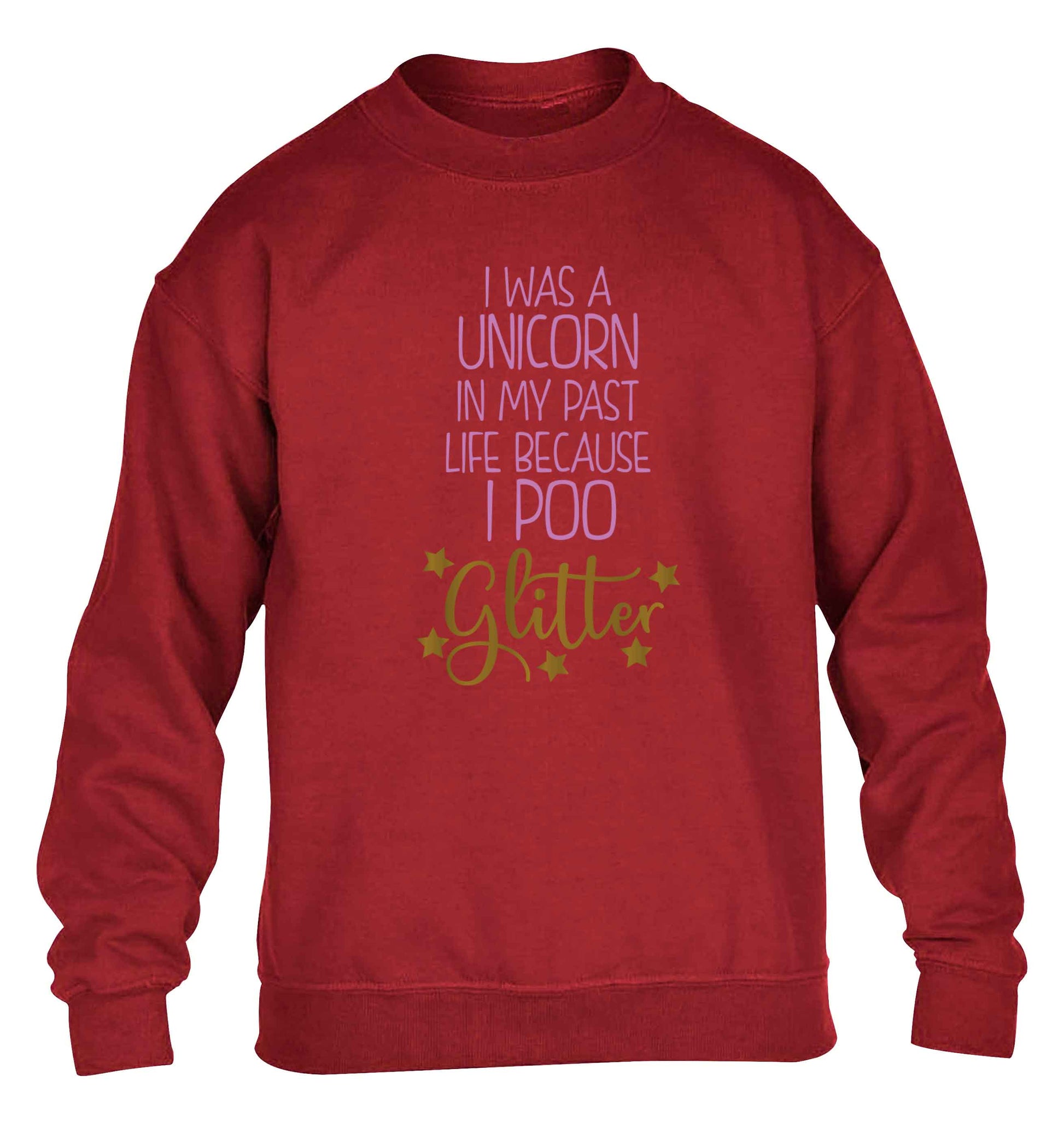 I was a unicorn in my past life because I poo glitter children's grey sweater 12-13 Years