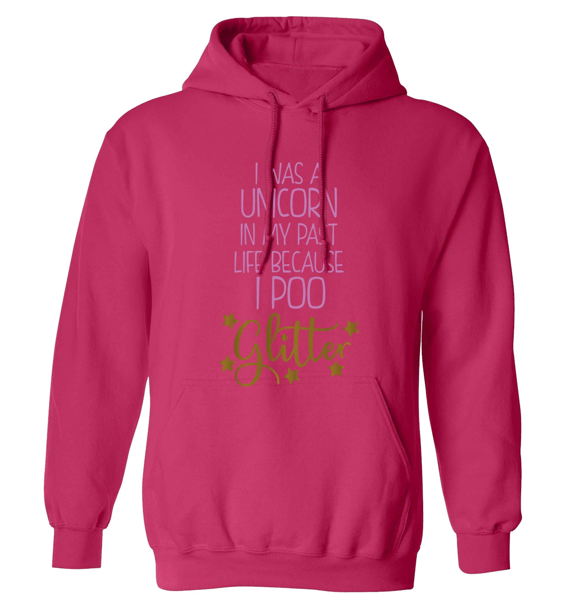 I was a unicorn in my past life because I poo glitter adults unisex pink hoodie 2XL