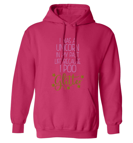 I was a unicorn in my past life because I poo glitter adults unisex pink hoodie 2XL