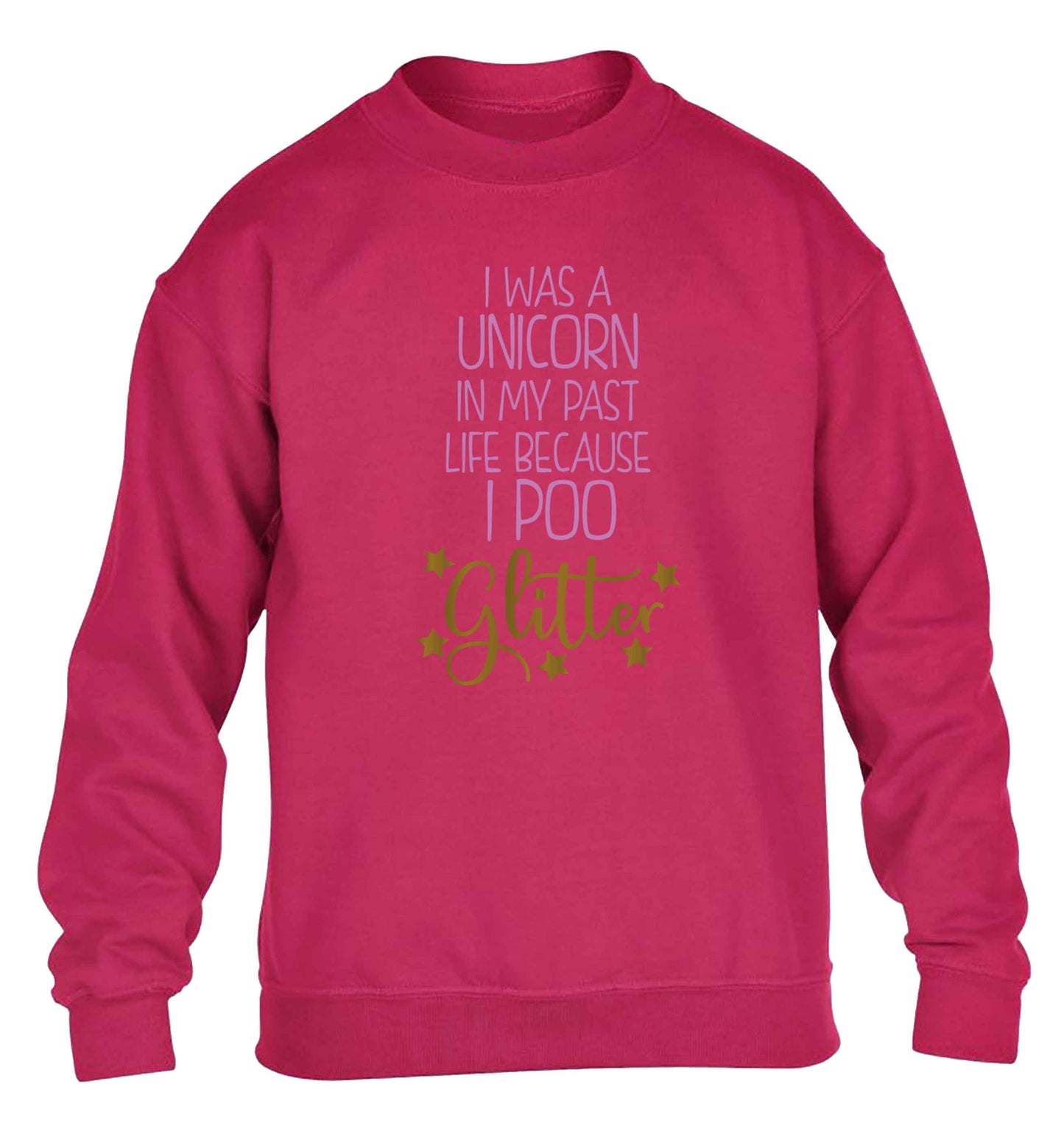 I was a unicorn in my past life because I poo glitter children's pink sweater 12-13 Years