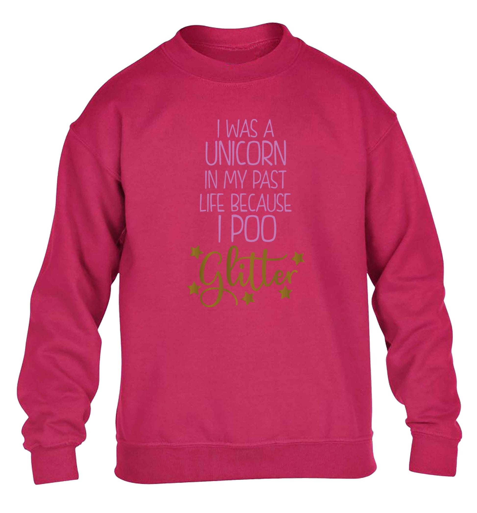 I was a unicorn in my past life because I poo glitter children's pink sweater 12-13 Years