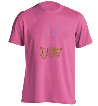 I was a unicorn in my past life because I poo glitter adults unisex pink Tshirt 2XL