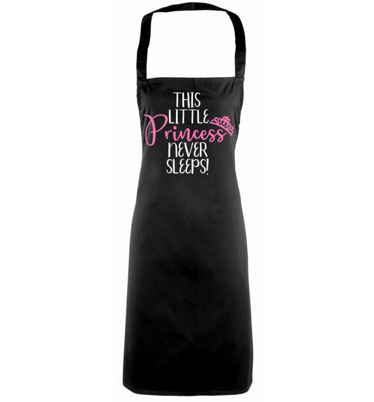 This little princess never sleeps black apron