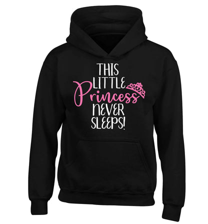 This little princess never sleeps children's black hoodie 12-13 Years
