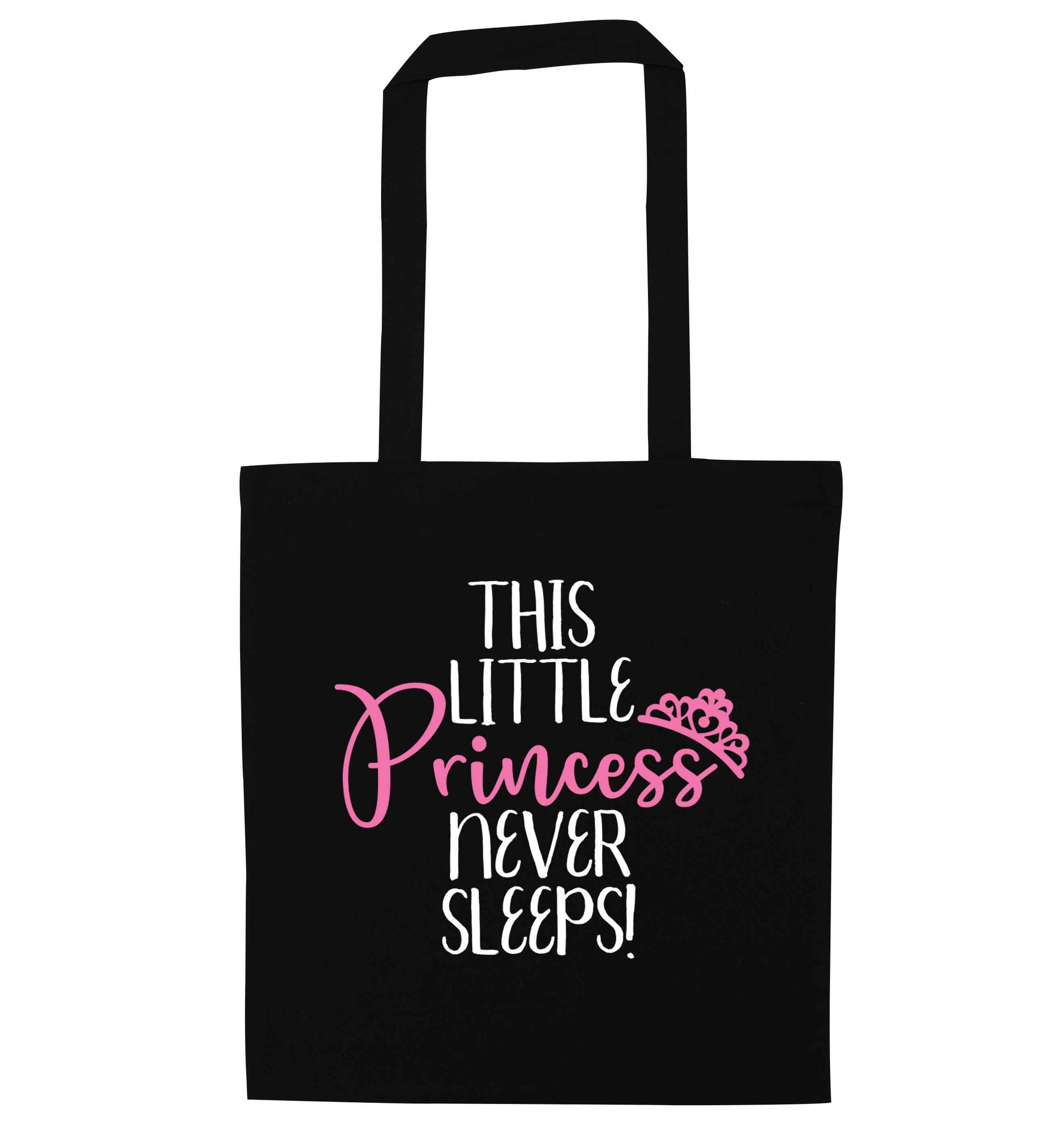 This little princess never sleeps black tote bag