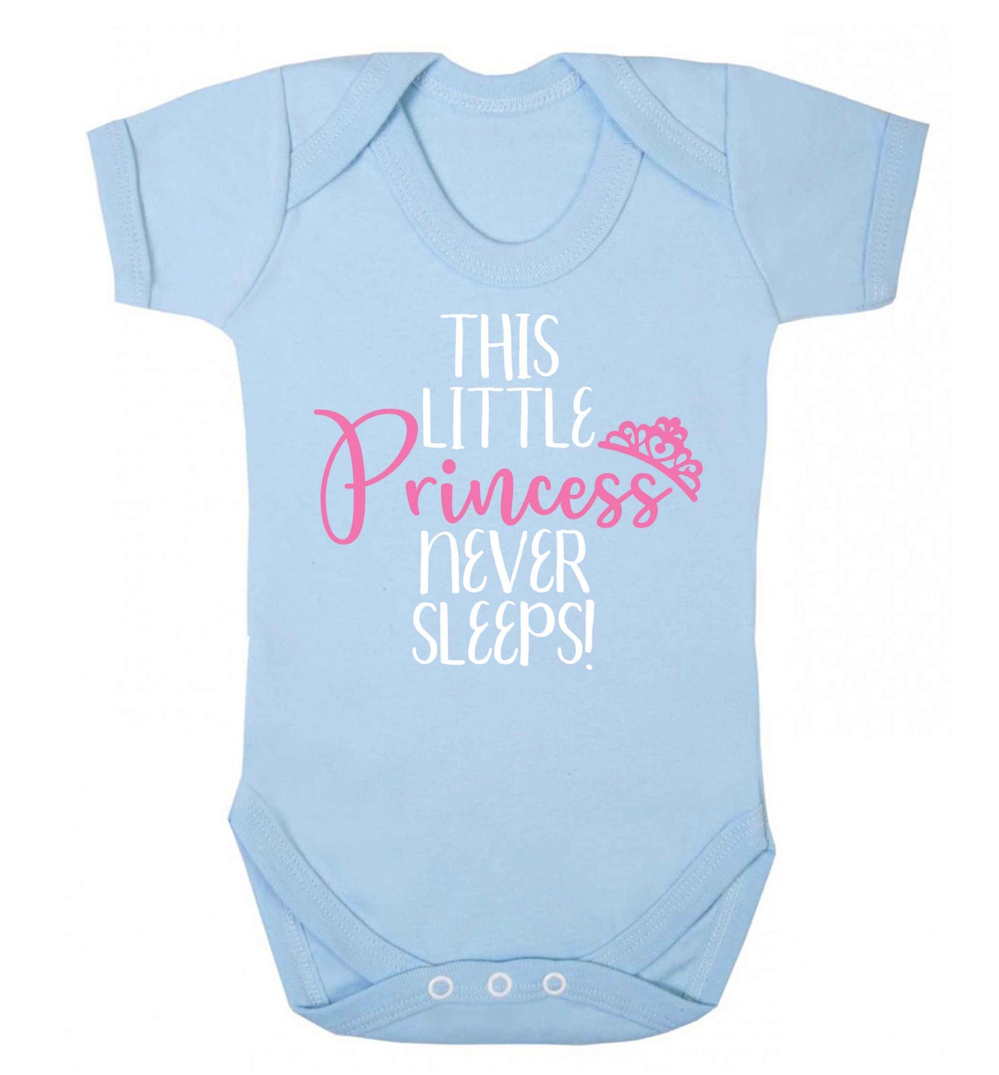 This little princess never sleeps Baby Vest pale blue 18-24 months