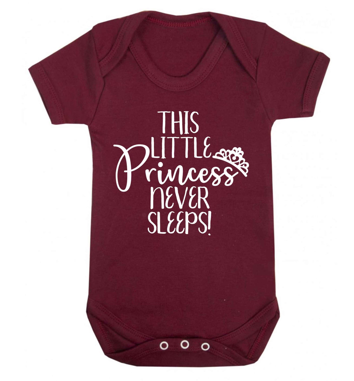 This little princess never sleeps Baby Vest maroon 18-24 months