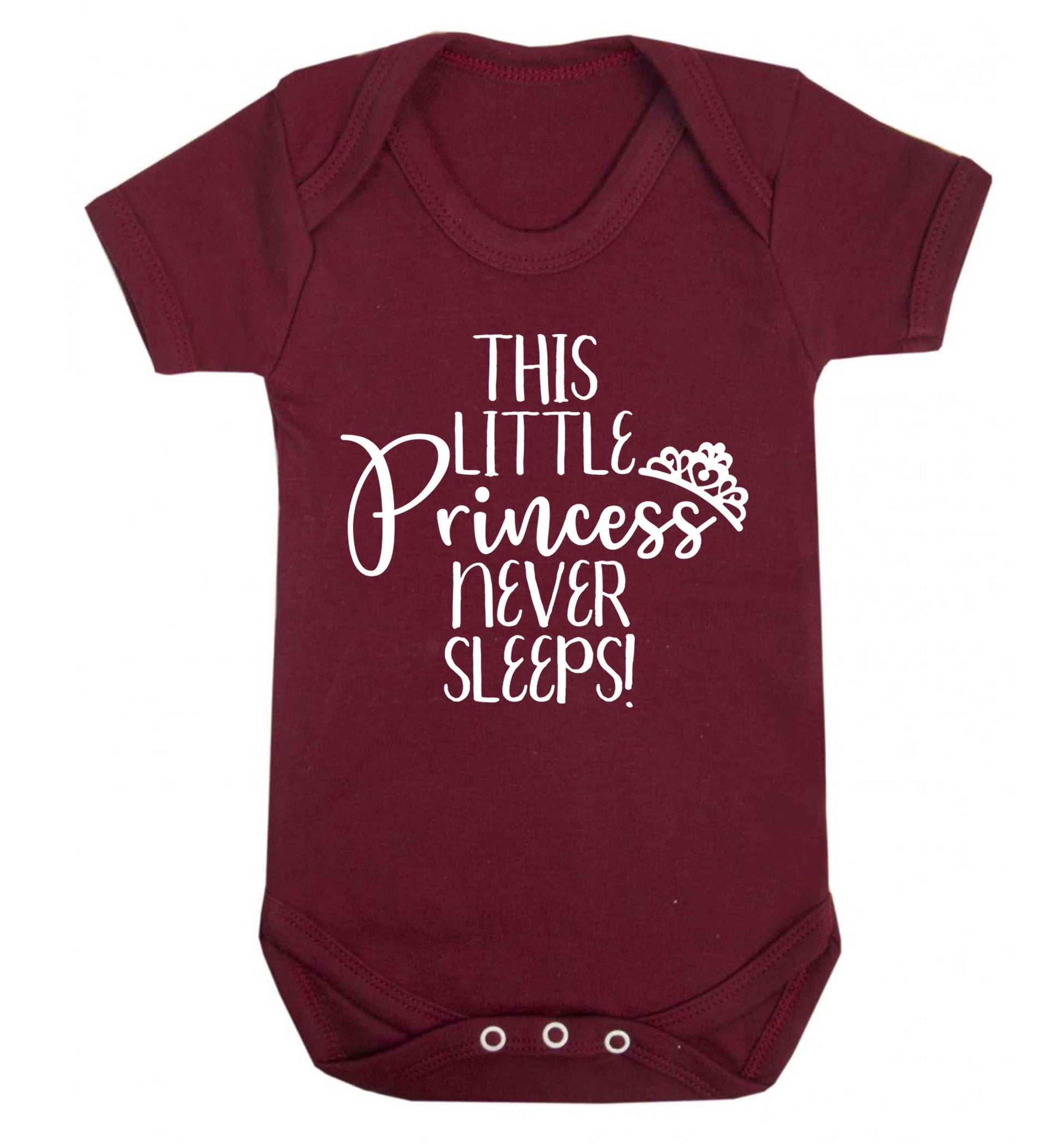 This little princess never sleeps Baby Vest maroon 18-24 months
