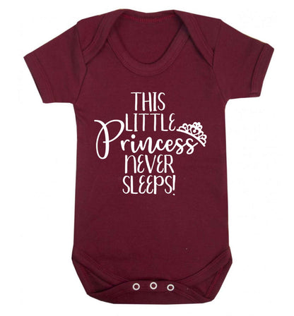 This little princess never sleeps Baby Vest maroon 18-24 months