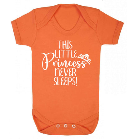 This little princess never sleeps Baby Vest orange 18-24 months