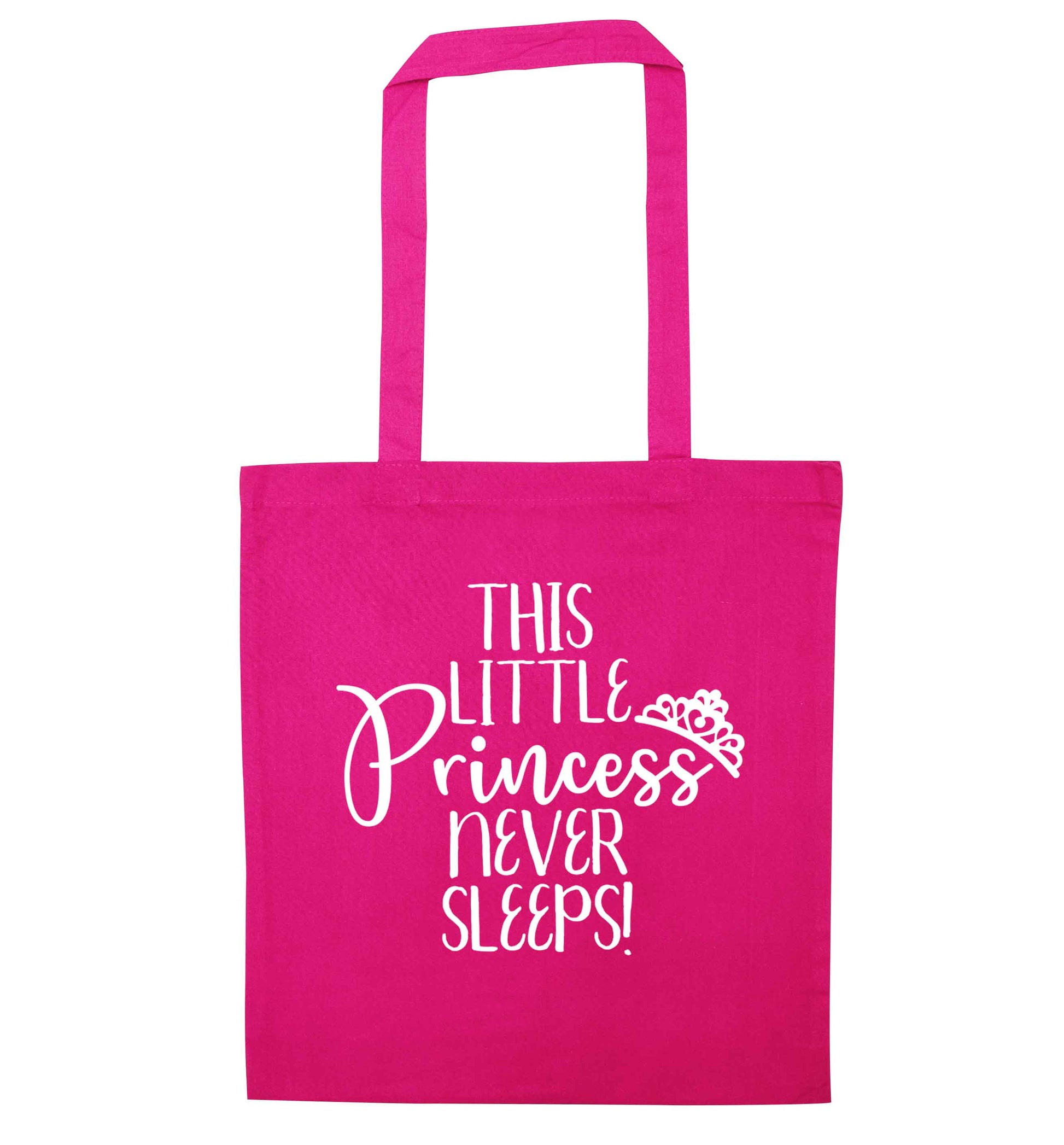 This little princess never sleeps pink tote bag