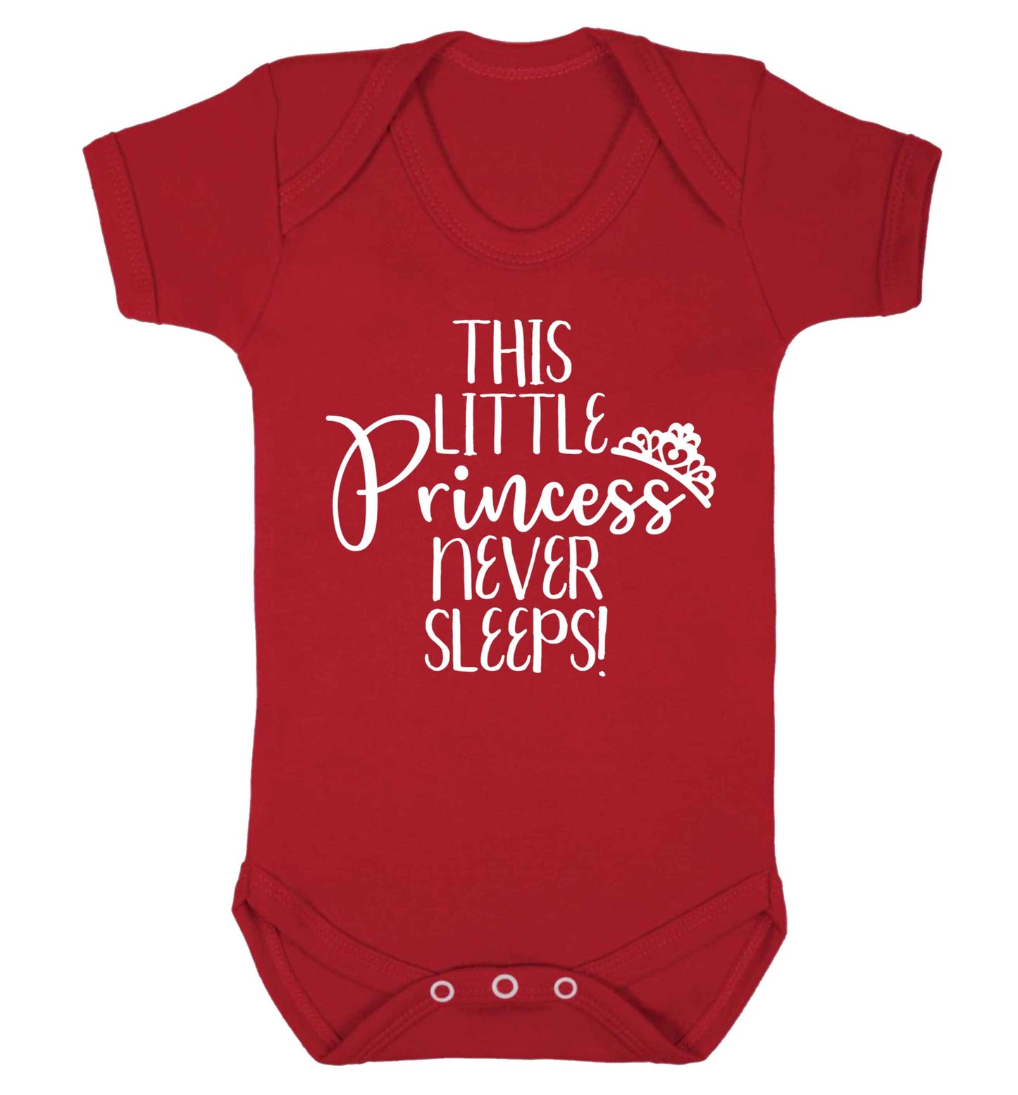 This little princess never sleeps Baby Vest red 18-24 months