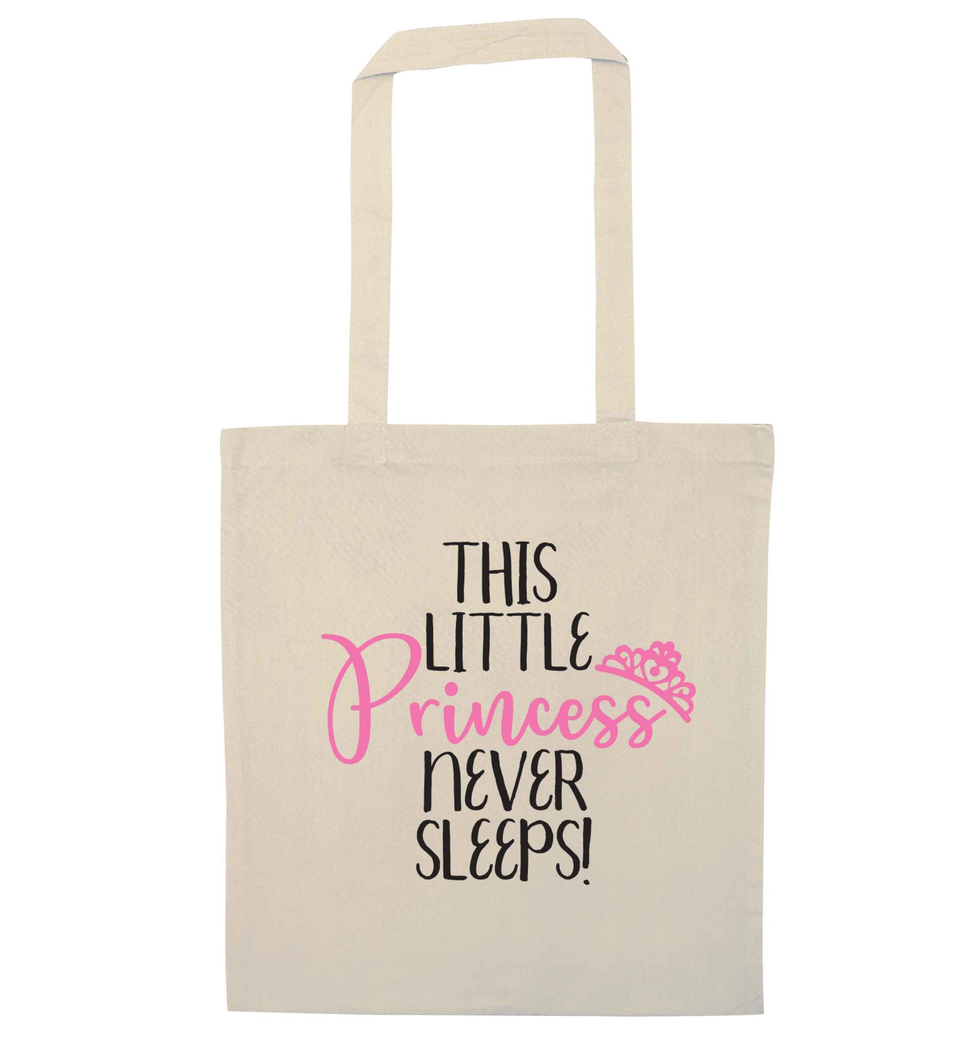This little princess never sleeps natural tote bag