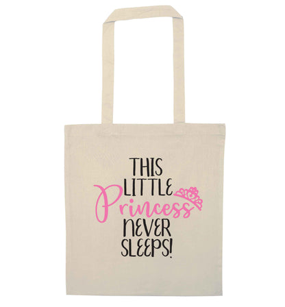 This little princess never sleeps natural tote bag