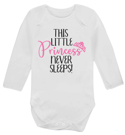 This little princess never sleeps Baby Vest long sleeved white 6-12 months