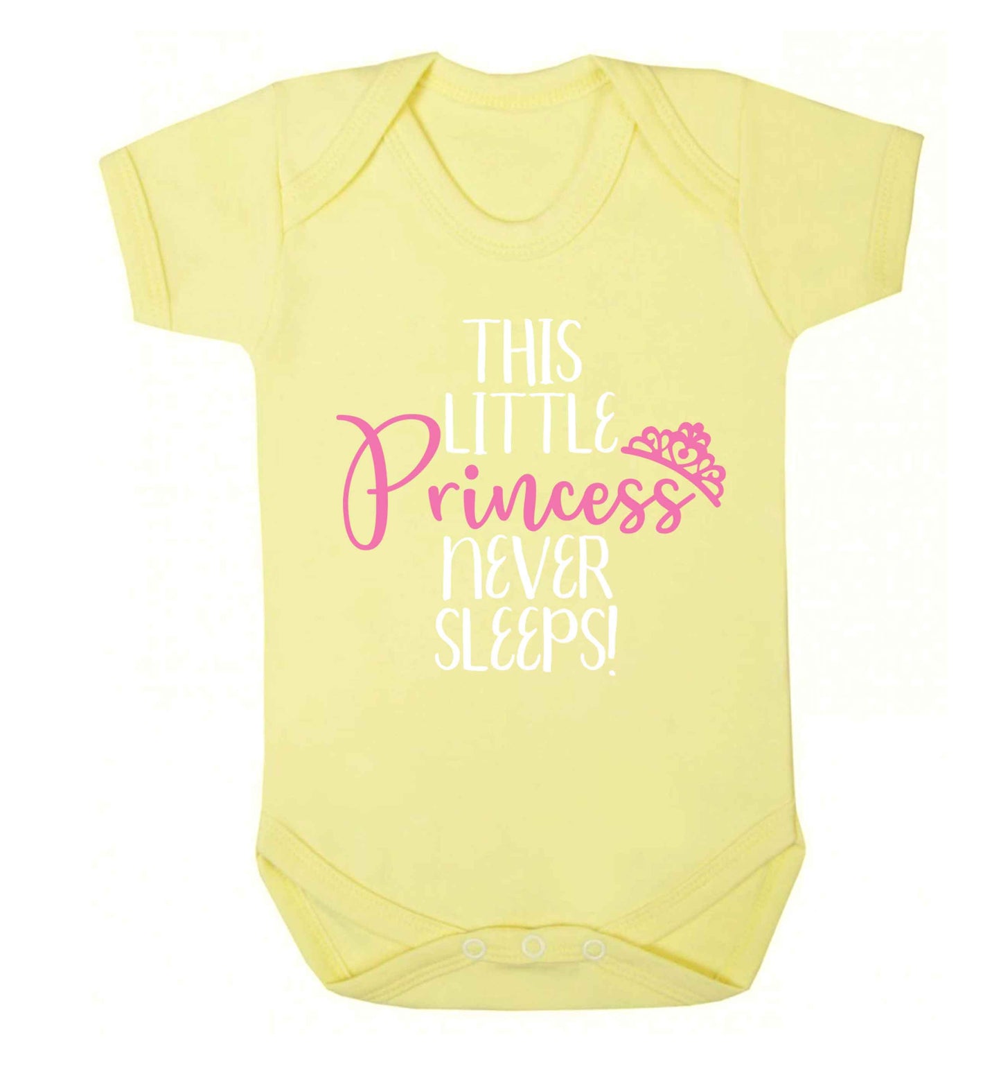 This little princess never sleeps Baby Vest pale yellow 18-24 months